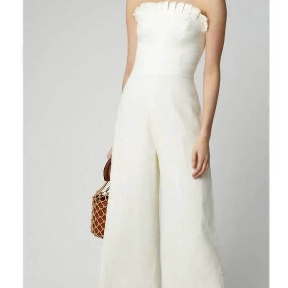Alexis Eleri Ruffled Strapless Jumpsuit in white sz XS - Picture 1 of 4